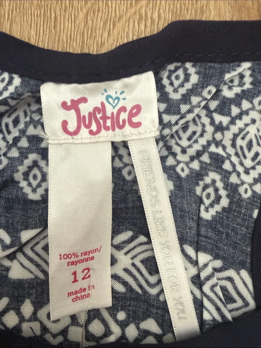 Justice Girl’s Navy Blue & White Tribal  Print Tank and Shorts Set
